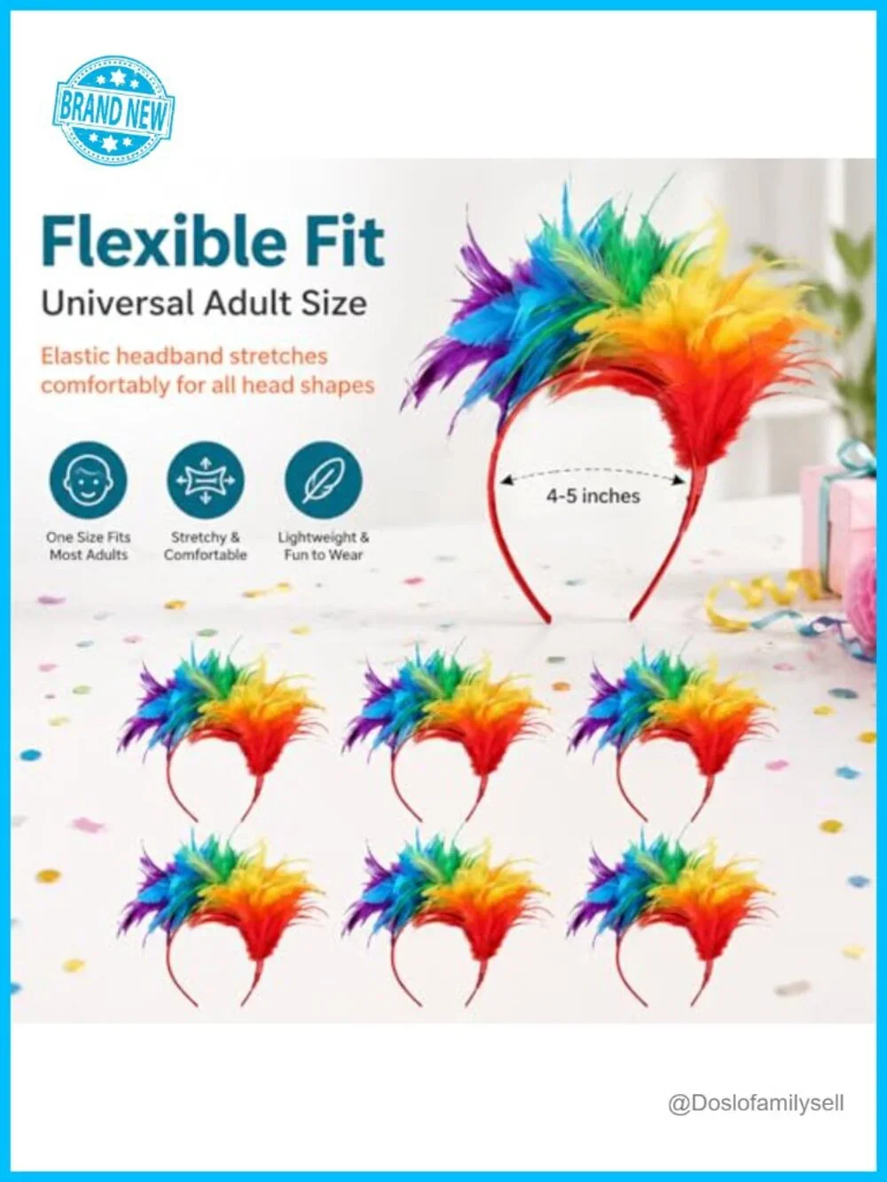 Feather Headband Fascinator Hair Accessory Set of 6